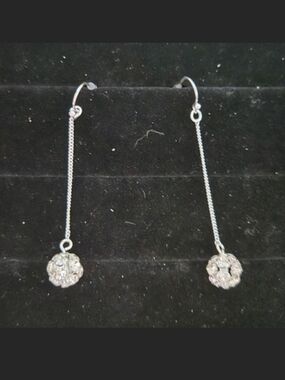 Source Unknown Silver-Tone Chain Drop Earrings with Crystal Flower Dangles
